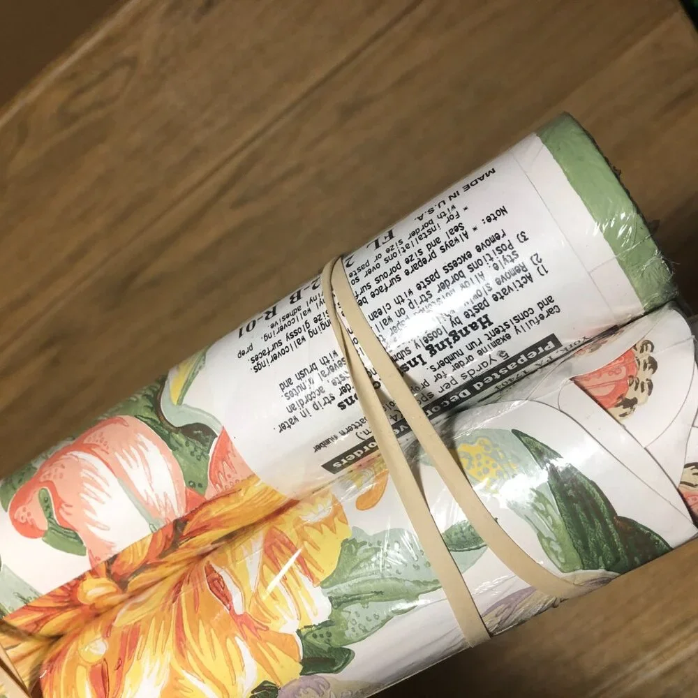 York scalloped prepasted border wallpapers floral rolls, flowers and butterflies